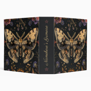 Create Your Own Black Gold Moth Wine Red Floral Binder