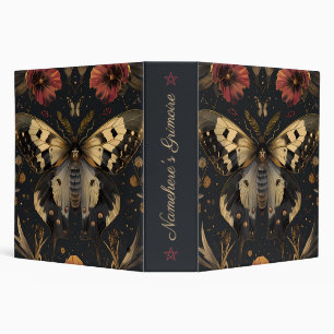 Create Your Own Black Gold Moths Scarlet Floral Binder