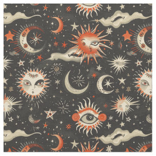 Create Your Own Black Orange Celestial Magic Eye Fabric