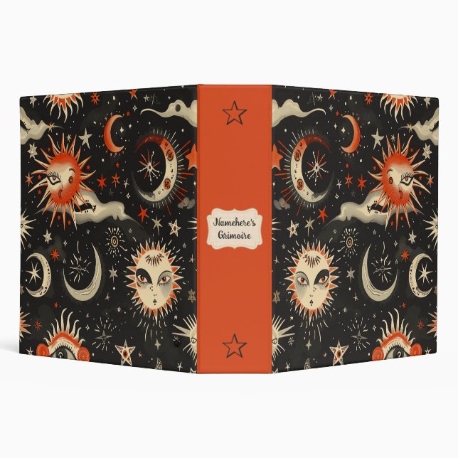 Create Your Own Black Orange Celestial Magic Eyes Binder (Background)