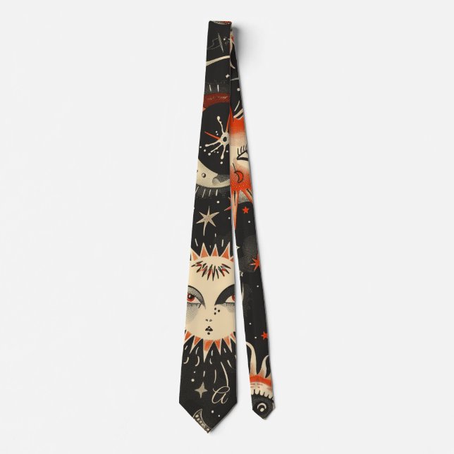 Create Your Own Black Orange Celestial Tie (Front)