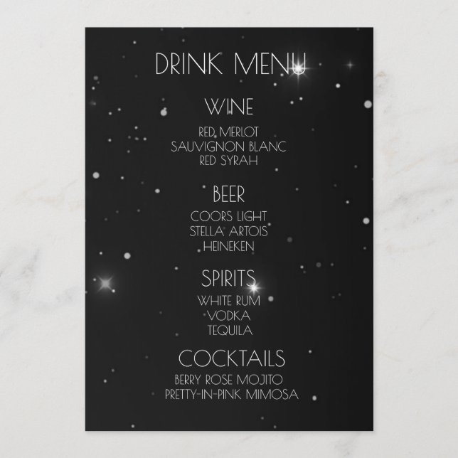 Create Your Own - Black Stars Drink Menu (Front)
