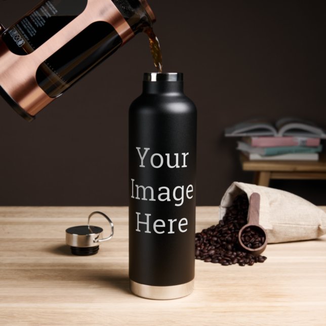Custom Water Bottle Style: Thor Copper Vacuum Insulated Bottle, Size: Water Bottle (950 ml), Color: Black (Insitu (Coffee))