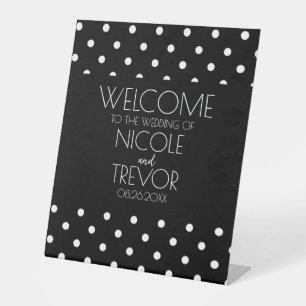 Create Your Own - Black & White Polkadots Pedestal Sign