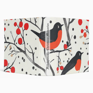 Create Your Own Black White Red Christmas Birds Binder