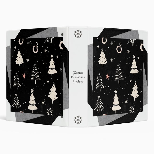 Create Your Own Black & White Starry Trees Binder (Background)