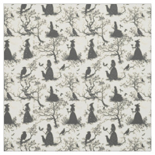 Create Your Own Black Witches Coven Cream Toile Fabric