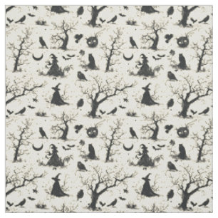 Create Your Own Black Witches Samhain Cream Toile Fabric
