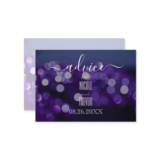 Create Your Own Blue Background Purple Bokeh Advice Card (Front/Back In Situ)