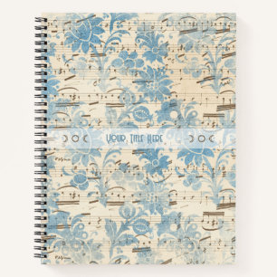 Create Your Own Blue Brocade Sheet Music Notebook