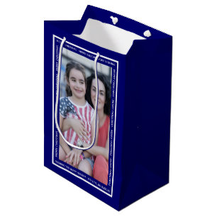 Create your own blue Christmas holiday photo Medium Gift Bag