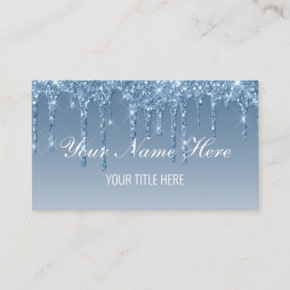 Create Your Own Blue Dripping Glitter Business Card