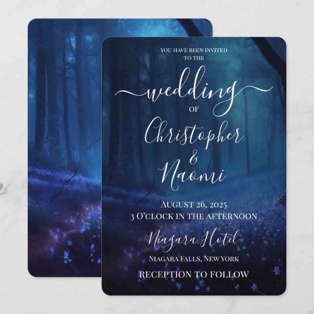 Create Your Own Blue Enchanted Forest Invitation (Front/Back)