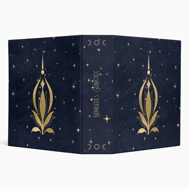 Create Your Own Blue & Gold Celestial Lotus Binder (Background)