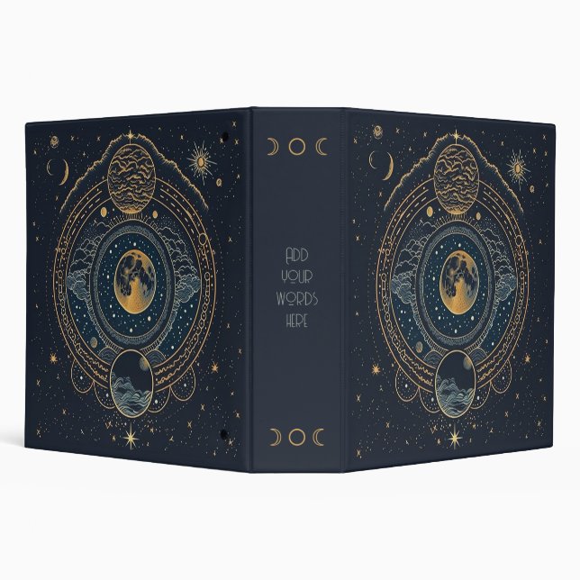 Create Your Own Blue & Gold Celestial Lunar Binder (Background)