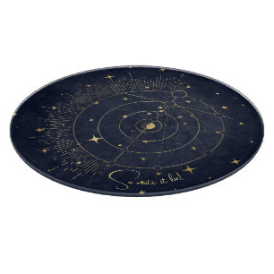 Create Your Own Blue & Gold Celestial Moon Cutting Board