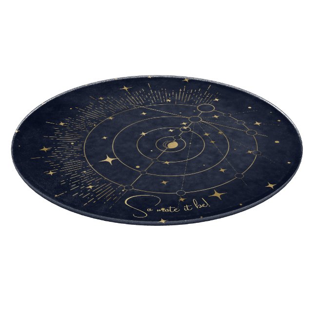 Create Your Own Blue & Gold Celestial Moon Cutting Board (Corner)