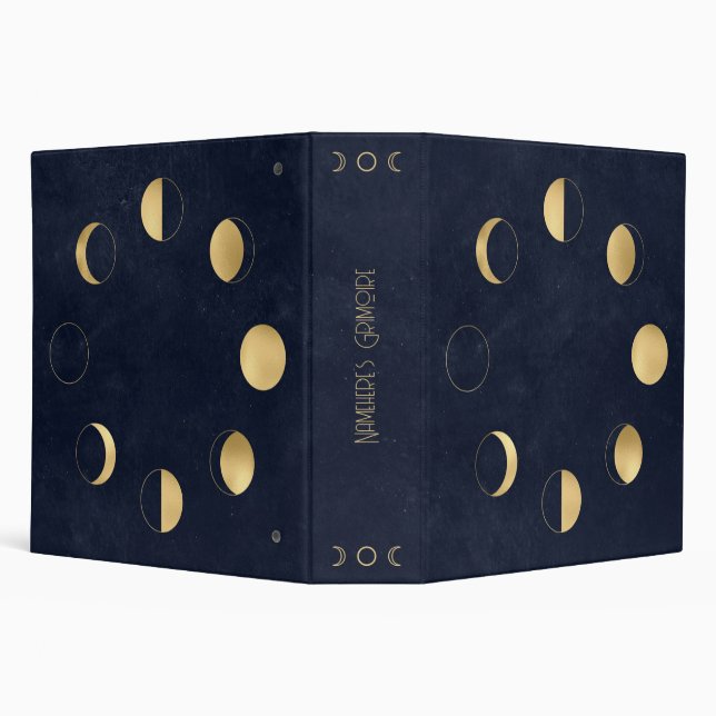 Create Your Own Blue & Gold Celestial Moon Phases Binder (Background)