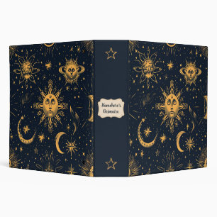 Create Your Own Blue Gold Celestial Moon & Stars Binder