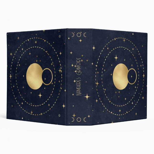 Create Your Own Blue & Gold Celestial Planets Binder (Background)