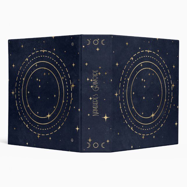 Create Your Own Blue & Gold Celestial Rings Binder (Background)