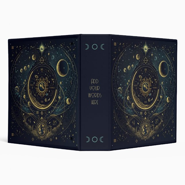Create Your Own Blue & Gold Celestial Sky Charts Binder (Background)