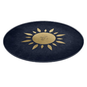 Create Your Own Blue & Gold Celestial Sun Burst Cutting Board