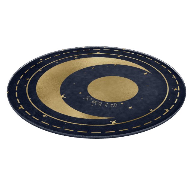 Create Your Own Blue & Gold Crescent Moon Planet Cutting Board (Corner)