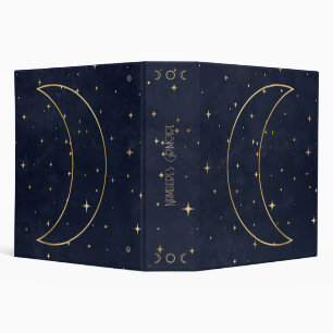 Create Your Own Blue & Gold Elegant Crescent Moon Binder