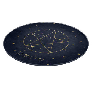 Create Your Own Blue & Gold Elegant Pentacle Cutting Board
