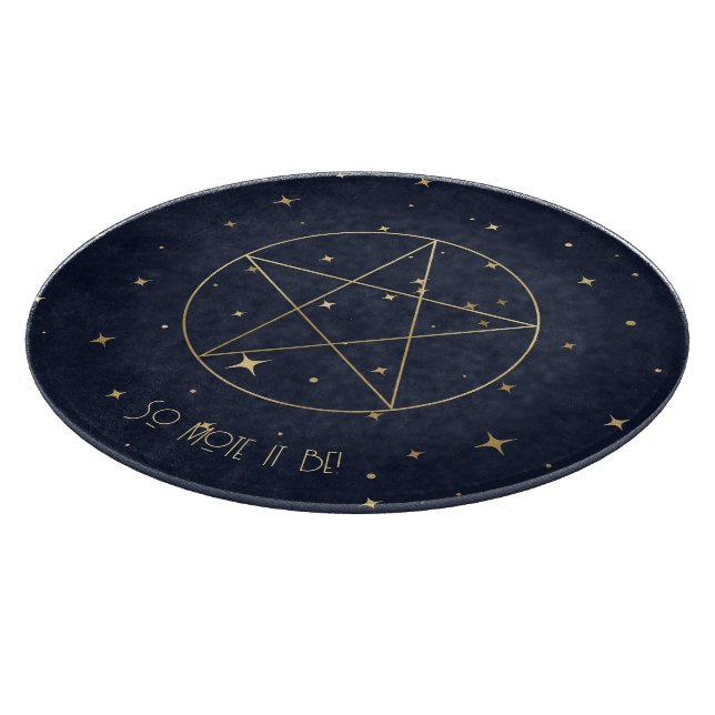 Create Your Own Blue & Gold Elegant Pentacle Cutting Board (Corner)
