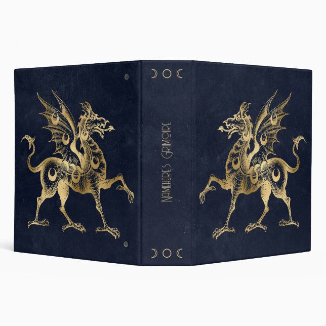 Create Your Own Blue & Gold Gothic Dragon Binder (Background)