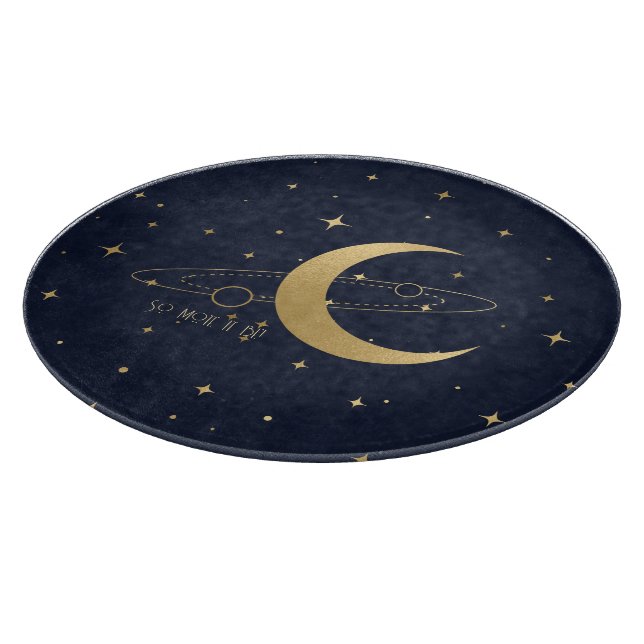 Create Your Own Blue & Gold Moon & Planets Cutting Board (Corner)