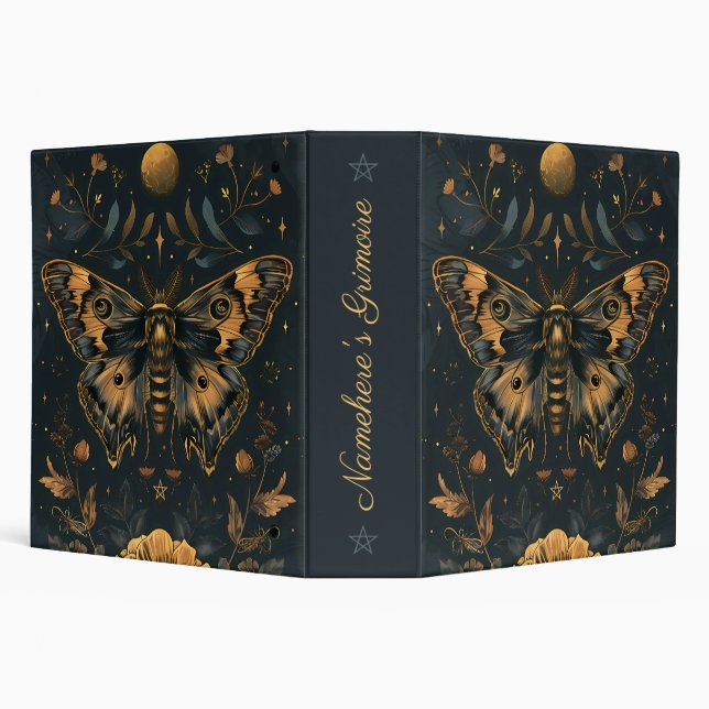 Create Your Own Blue Gold Moth Flowers Binder (Background)