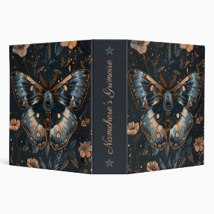 Create Your Own Blue Gold Moth Peach Floral Binder