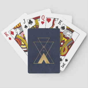 Create Your Own Blue & Gold Mystical Triangles Playing Cards