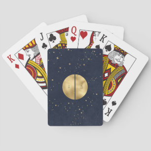 Create Your Own Blue & Gold Split Full Moon Playing Cards