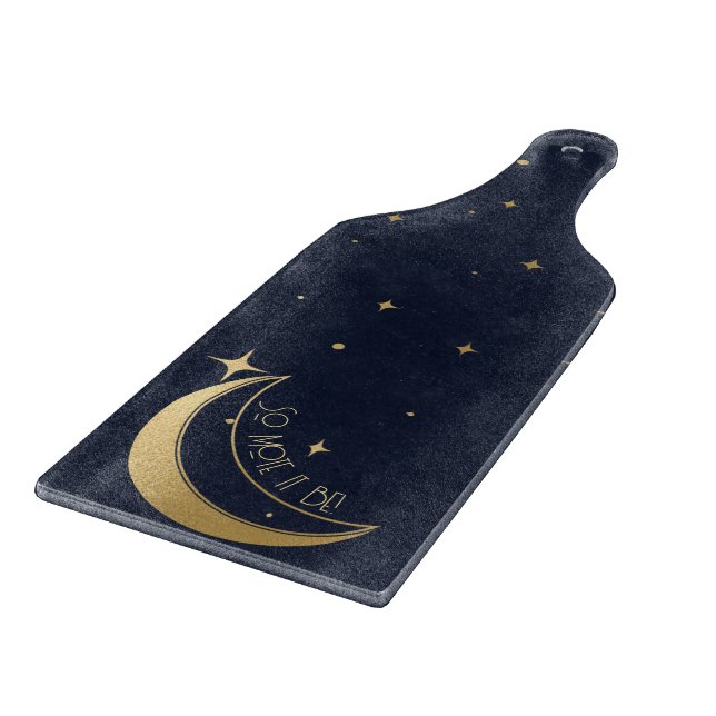 Create Your Own Blue & Gold Starry Crescent Moon Cutting Board (Corner)