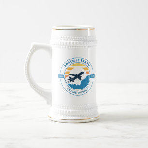 Create Your Own Blue/Grey 22 oz / White/Gold 20 oz Beer Stein