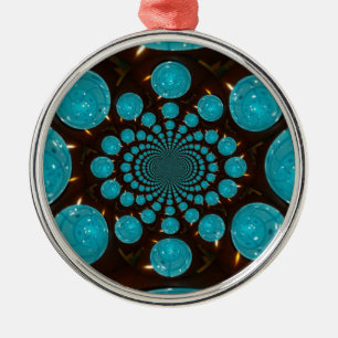 Create Your Own Blue Lights Kaleidoscope Metal Ornament