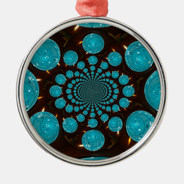 Create Your Own Blue Lights Kaleidoscope  Metal Ornament (Front)