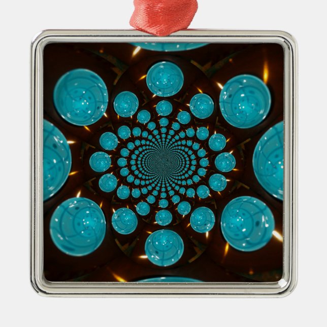 Create Your Own Blue Lights Kaleidoscope  Metal Ornament (Front)