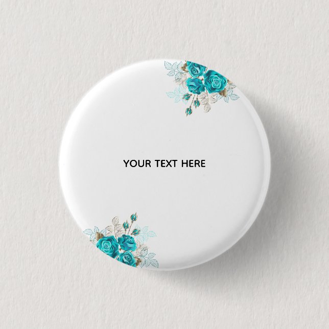 Create Your Own Blue Rose Elegant 1 Inch Round Button (Front)