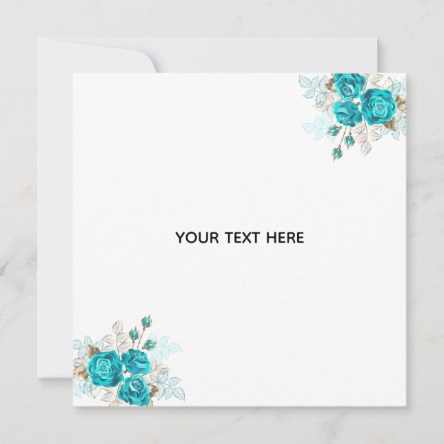Create Your Own Blue Rose Elegant Invitation (Front)