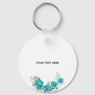 Create Your Own Blue Rose Elegant Keychain