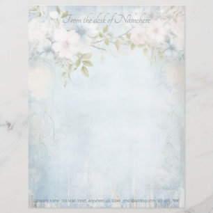 Create Your Own Blue Shabby Chic Pastel Blooms Letterhead