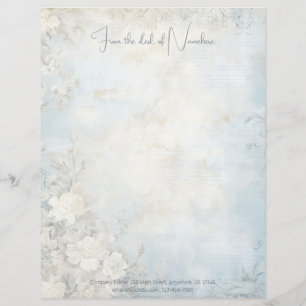 Create Your Own Blue Shabby Chic White Tea Roses Letterhead