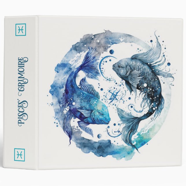 Create Your Own Blue & Teal Pisces Zodiac Binder (Front/Spine)