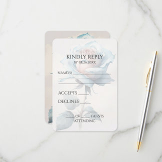 Create Your Own Blue Vintage Watercolor Rose RSVP Card