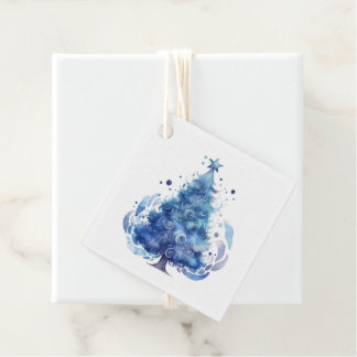 Create Your Own Blue Watercolor Christmas Tree Favour Tags